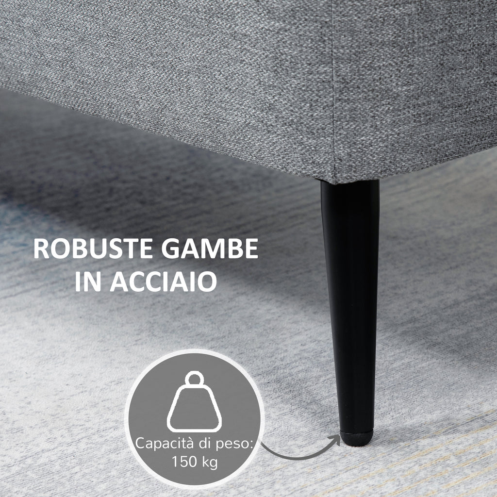 Homcom Bench container in velvet effect fabric, per room, living room and entrance, 101x38.5x44.5 cm, gray - Borgè