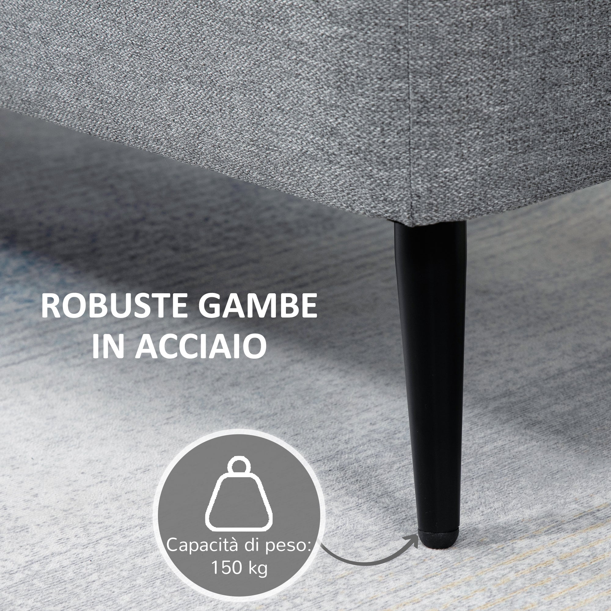 Homcom Bench container in velvet effect fabric, per room, living room and entrance, 101x38.5x44.5 cm, gray - Borgè