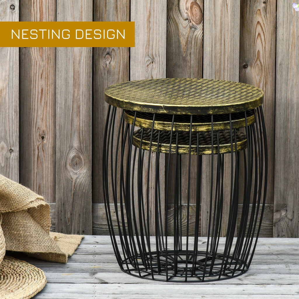 DONA | Industrial Style Outdoor Garden Set, 3pcs Balcony Tables - Borgè