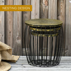 DONA | Industrial Style Outdoor Garden Set, 3pcs Balcony Tables - Borgè