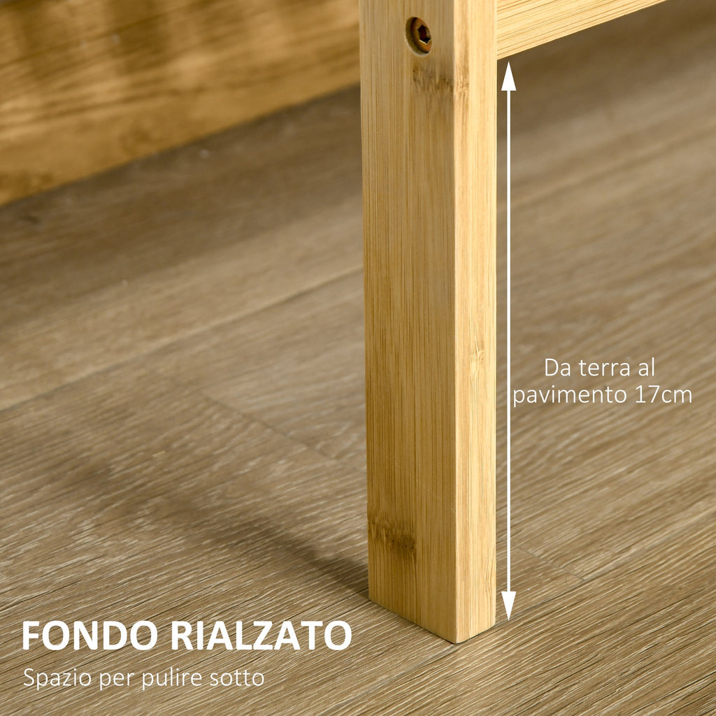 Multiuse mobile 3 levels saving in bamboo for bathroom and living room, 62x33x80cm - Borgè