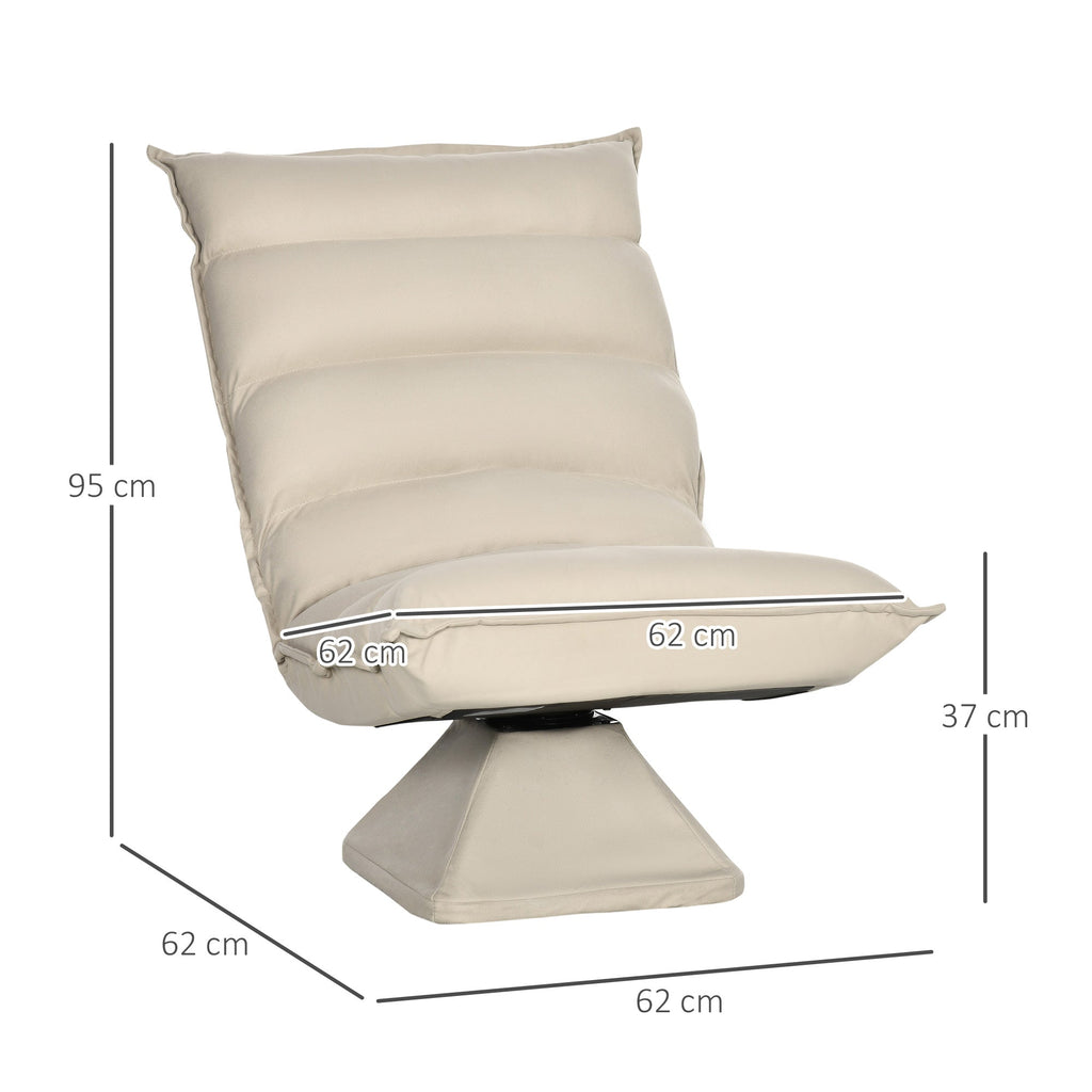 Homcom armchair in 360 Â° swivel padded fabric and reclining at 3 levels 62x62x95cm, beige - Borgè