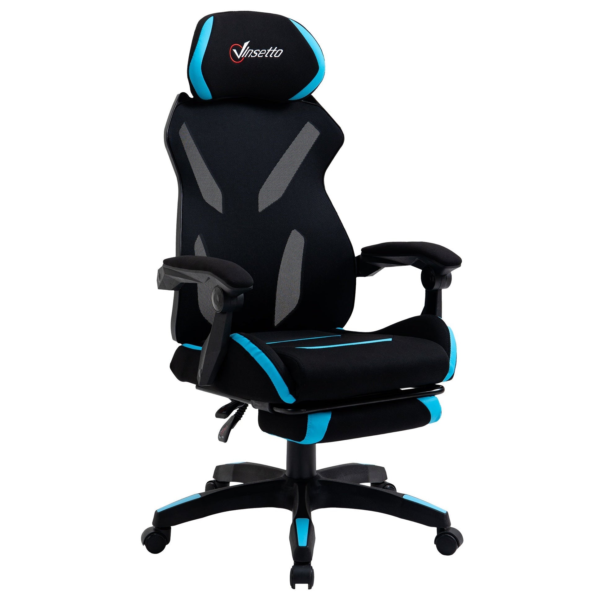 Gaming chair winner with lumbar support and adjustable height in fabric - black - Borgè