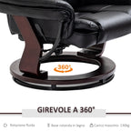 THE BOSS | Black Armchair with footrest | 360 ° Swivel and Reclining - Borgè