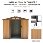 Garden Shed Tool Shed in Sheet Metal with Sliding Doors, 213x130x185cm, Yellow - Borge' Group Limited