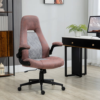 Ergonomic Office Chair with Adjustable Height, Folding Armrests and 5 Wheels, 67x70x114-124 cm - Borgè