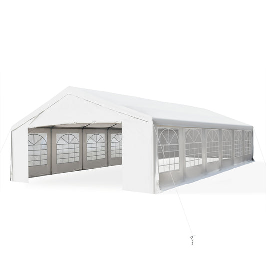 Outsunny garden tent with removable walls, steel and pp, 12x6x3.2m, white - Borgè