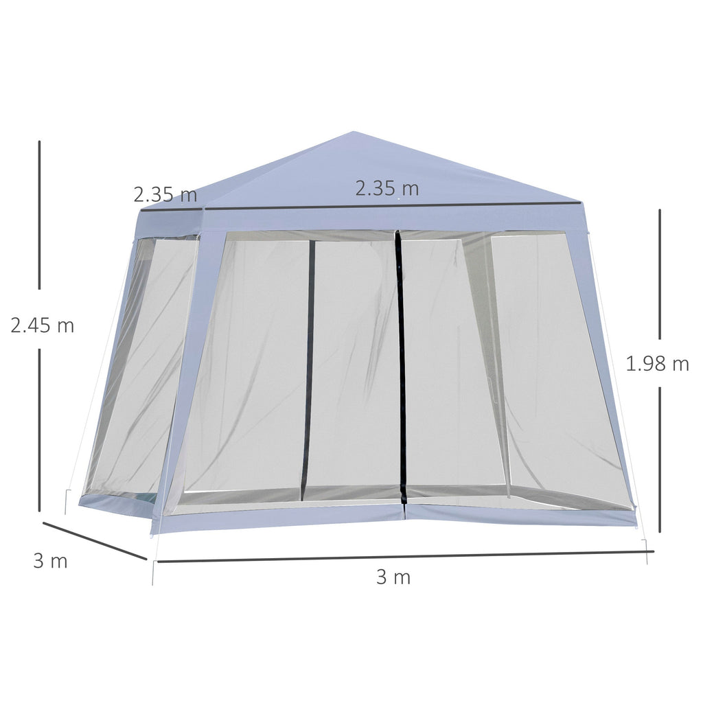 OLIVIA | Waterproof Gazebo with Mosquito Nets Outdoor Garden Tent Polyester 3 x 3 x 2.45 m Grey - Borge' Group Limited