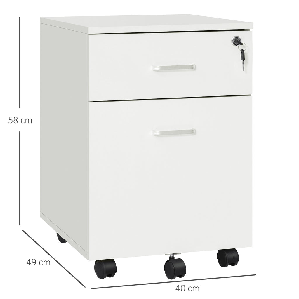 Vinsetto White Lockable 2-Drawer File Cabinet - Borgè