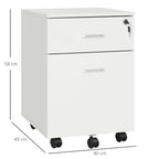 Vinsetto White Lockable 2-Drawer File Cabinet - Borgè
