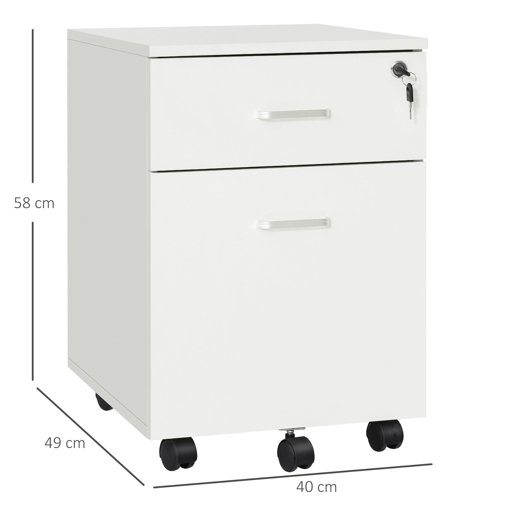 Vinsetto White Lockable 2-Drawer File Cabinet - Borgè