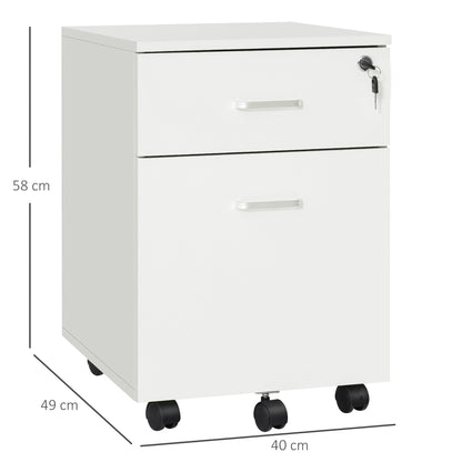 Vinsetto White Lockable 2-Drawer File Cabinet