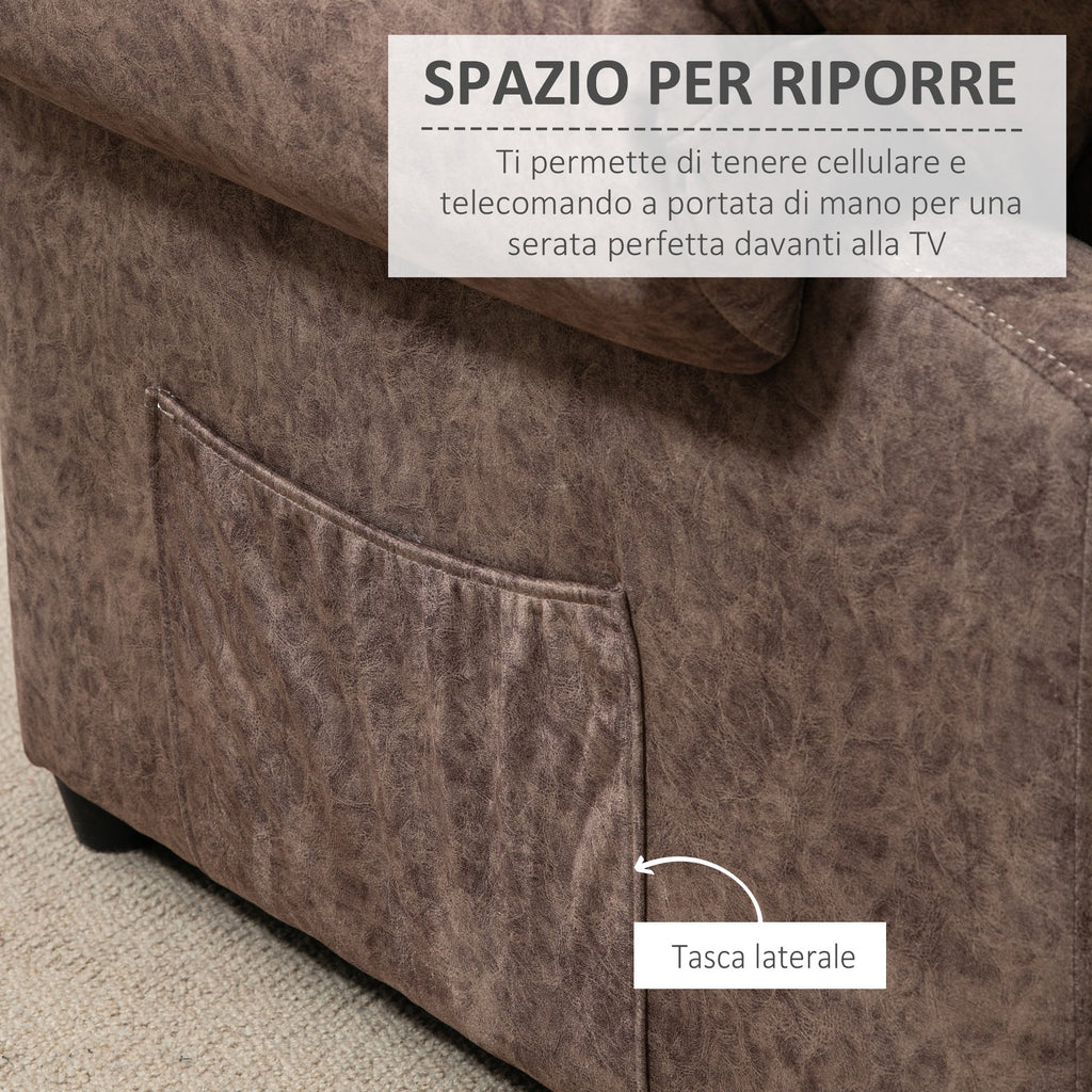 Relaxable chair manually reclining in fabric with extra padding, brown - Borgè
