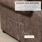 Relaxable chair manually reclining in fabric with extra padding, brown - Borgè