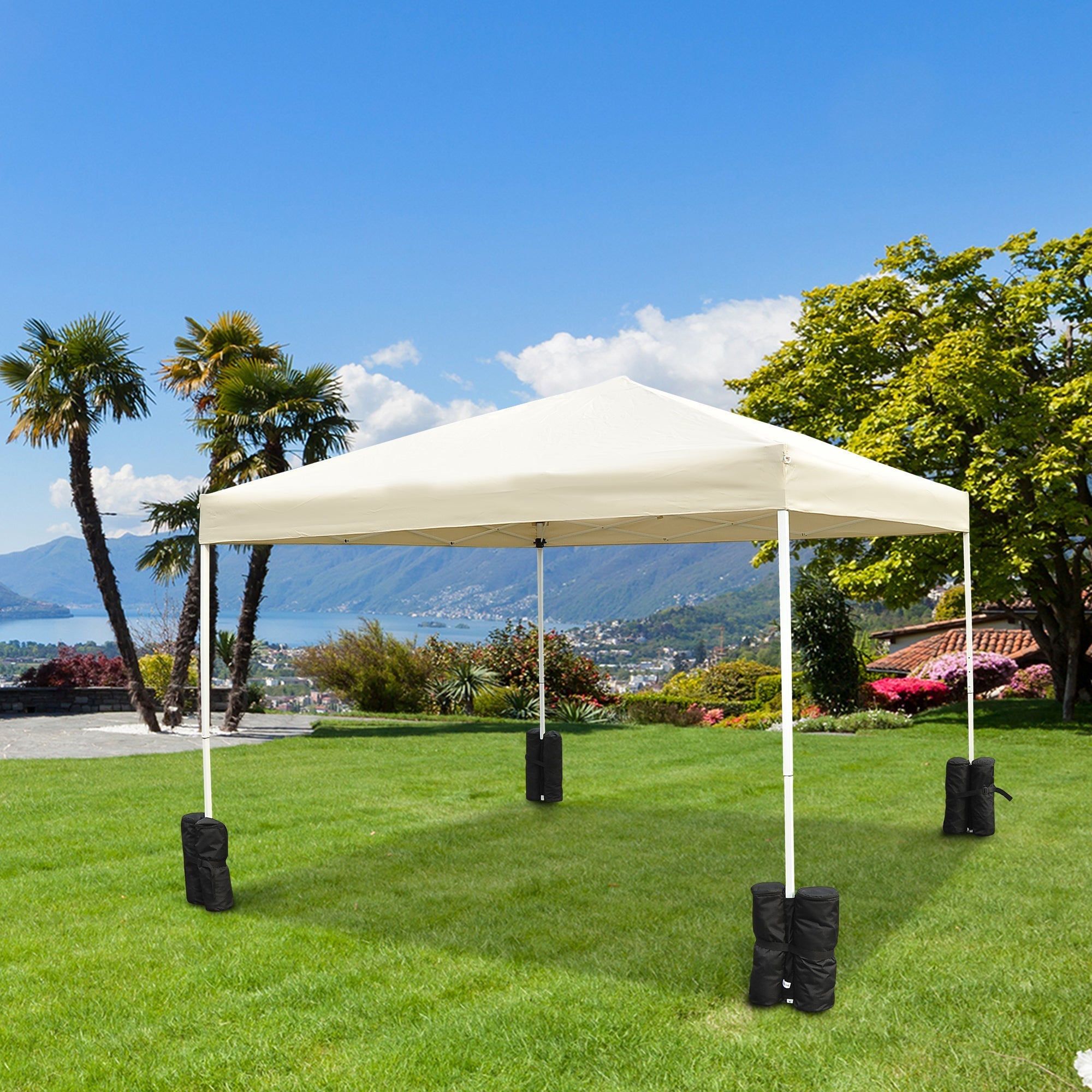 Set of 4 Gazebo Weights in Waterproof Fabric to be Filled with 15kg of Sand or Gravel - Black - Borge' Group Limited