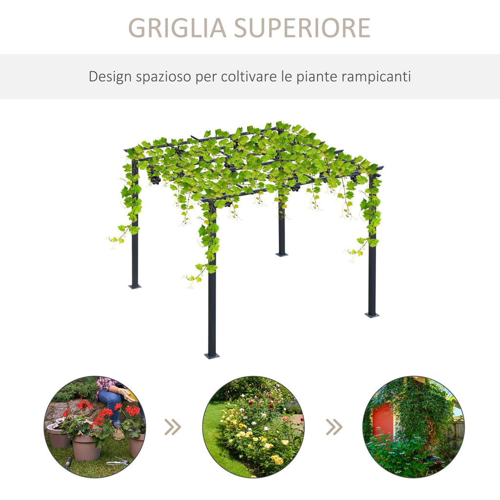 Gazebo Garden Pergola 3x3m Decorable with Black Metal Climbing Plants - Borge' Group Limited