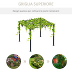 Gazebo Garden Pergola 3x3m Decorable with Black Metal Climbing Plants - Borge' Group Limited