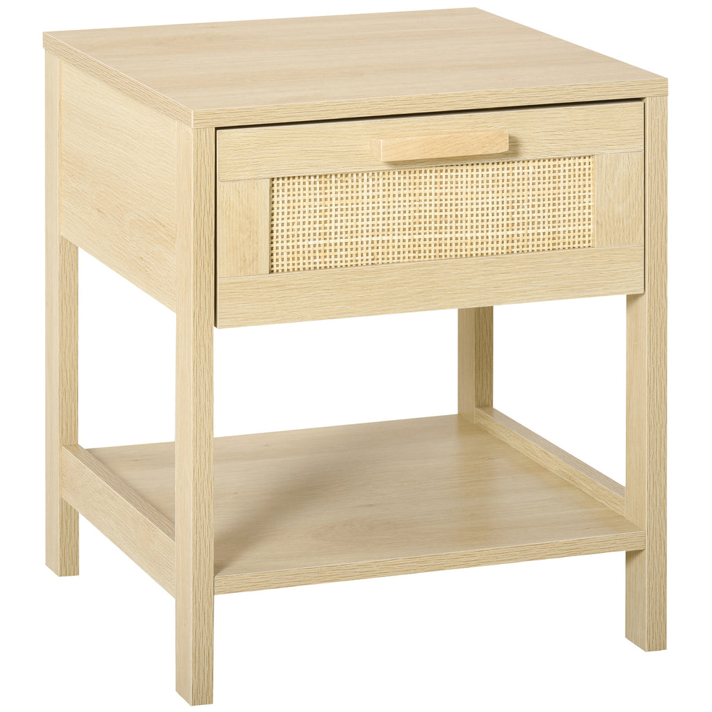 Homcom modern bedside table with drawer and lower storage shelf, in mdf, 40x40x48 cm, wood color - Borgè