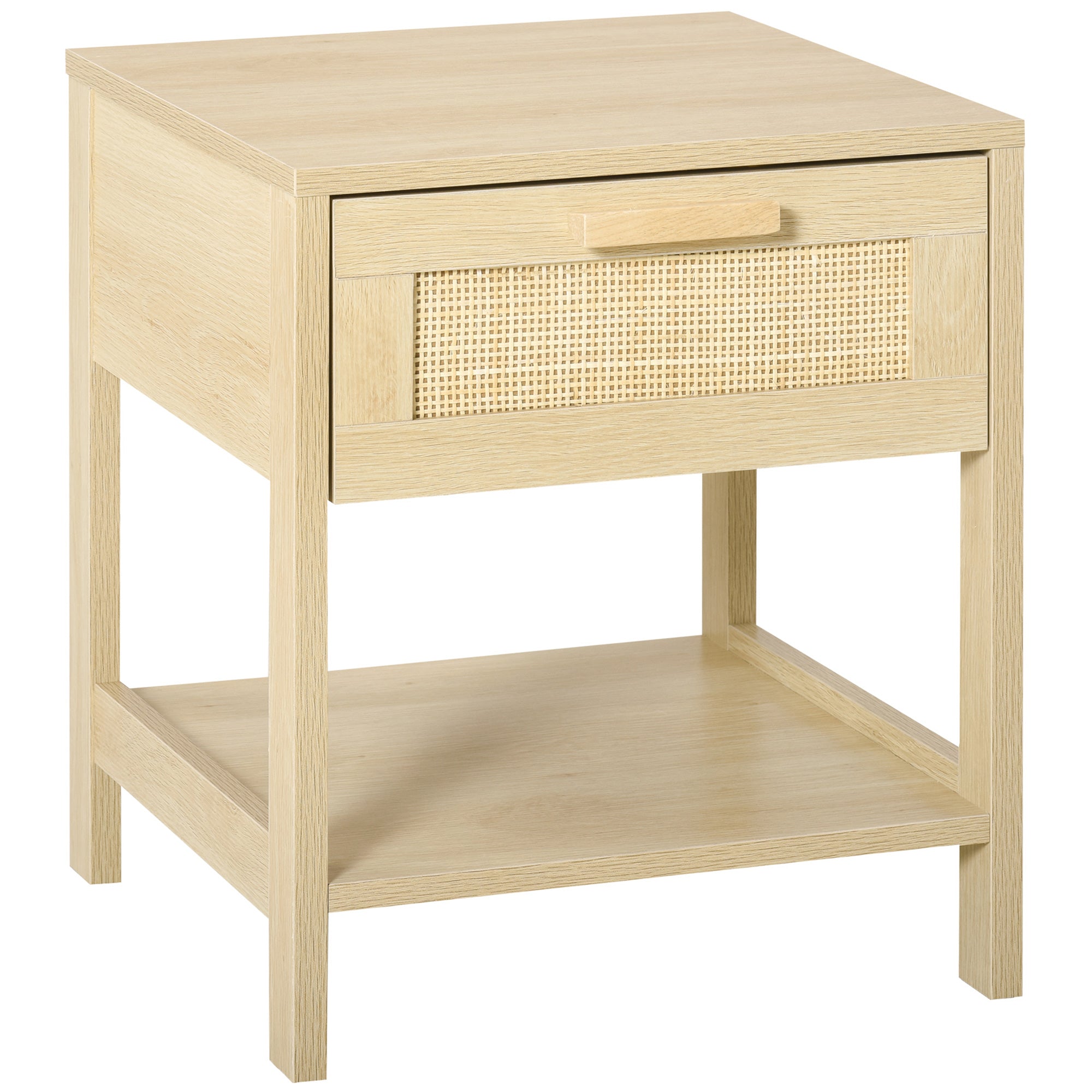 Homcom modern bedside table with drawer and lower storage shelf, in mdf, 40x40x48 cm, wood color - Borgè