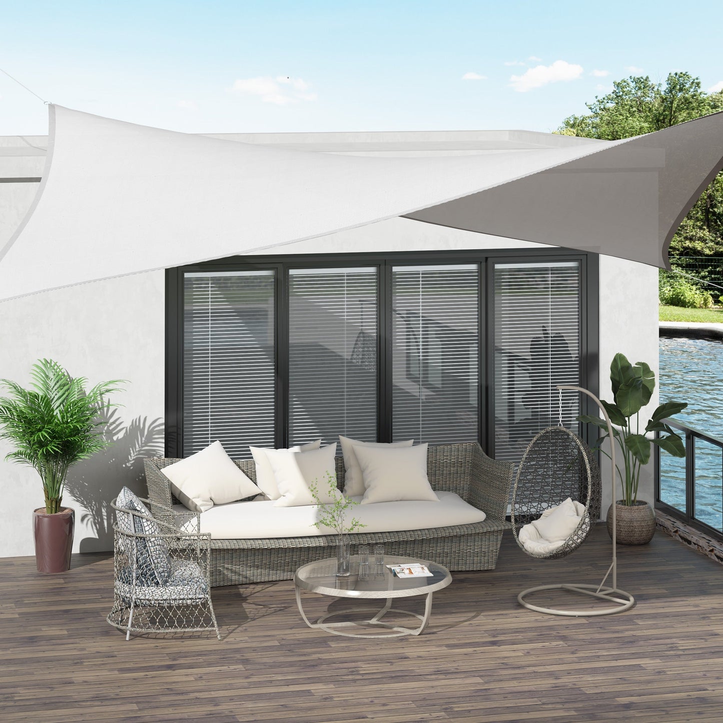 Outsunny sailing curtains rectangular parasole sun tents UV Raggi Protection in pear 4 x 6m cream - Borgè