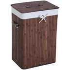 Elegant Bamboo Cane with Lid & Removable Fabric Bag, 40x30x60cm - Brown - Borgè