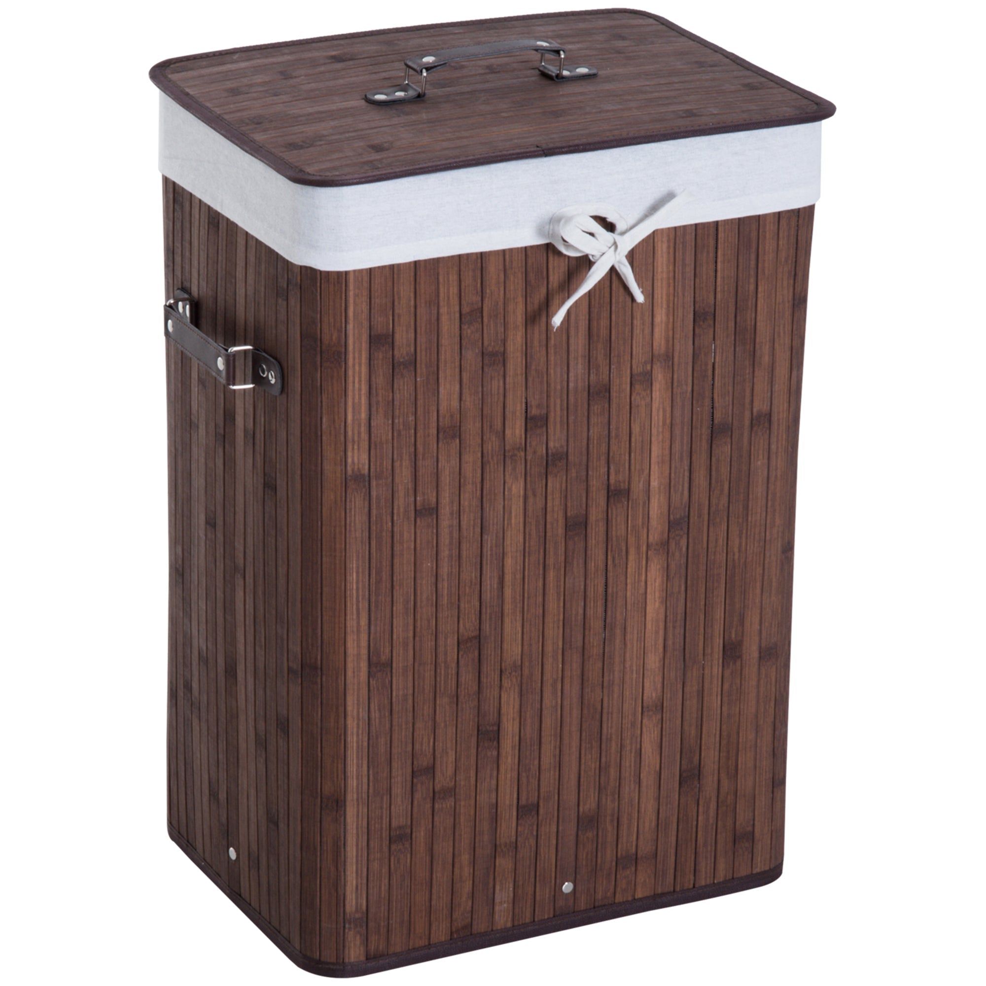 Elegant Bamboo Cane with Lid & Removable Fabric Bag, 40x30x60cm - Brown - Borgè