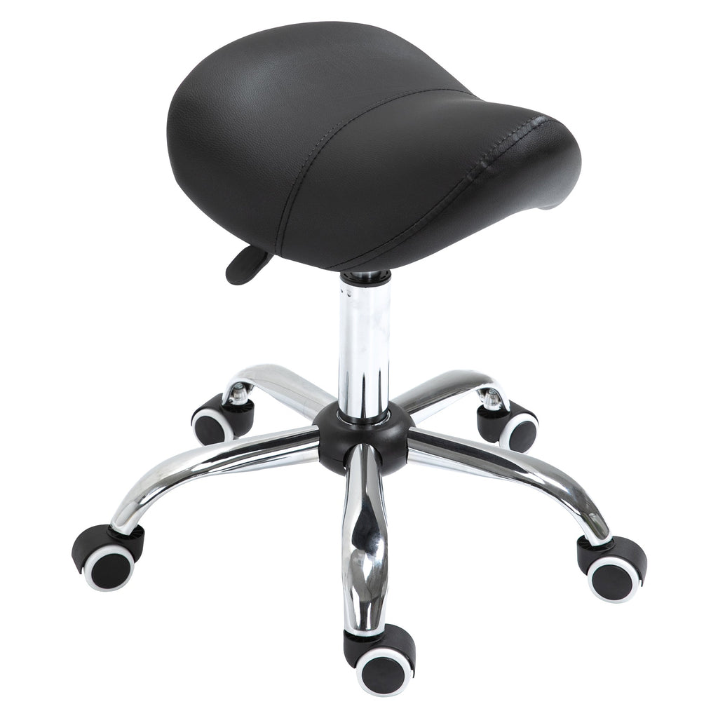 Homcom work stool in saddle with wheels and adjustable height for hairdresser shops and tattoo, 52x53x49-61cm black - Borgè