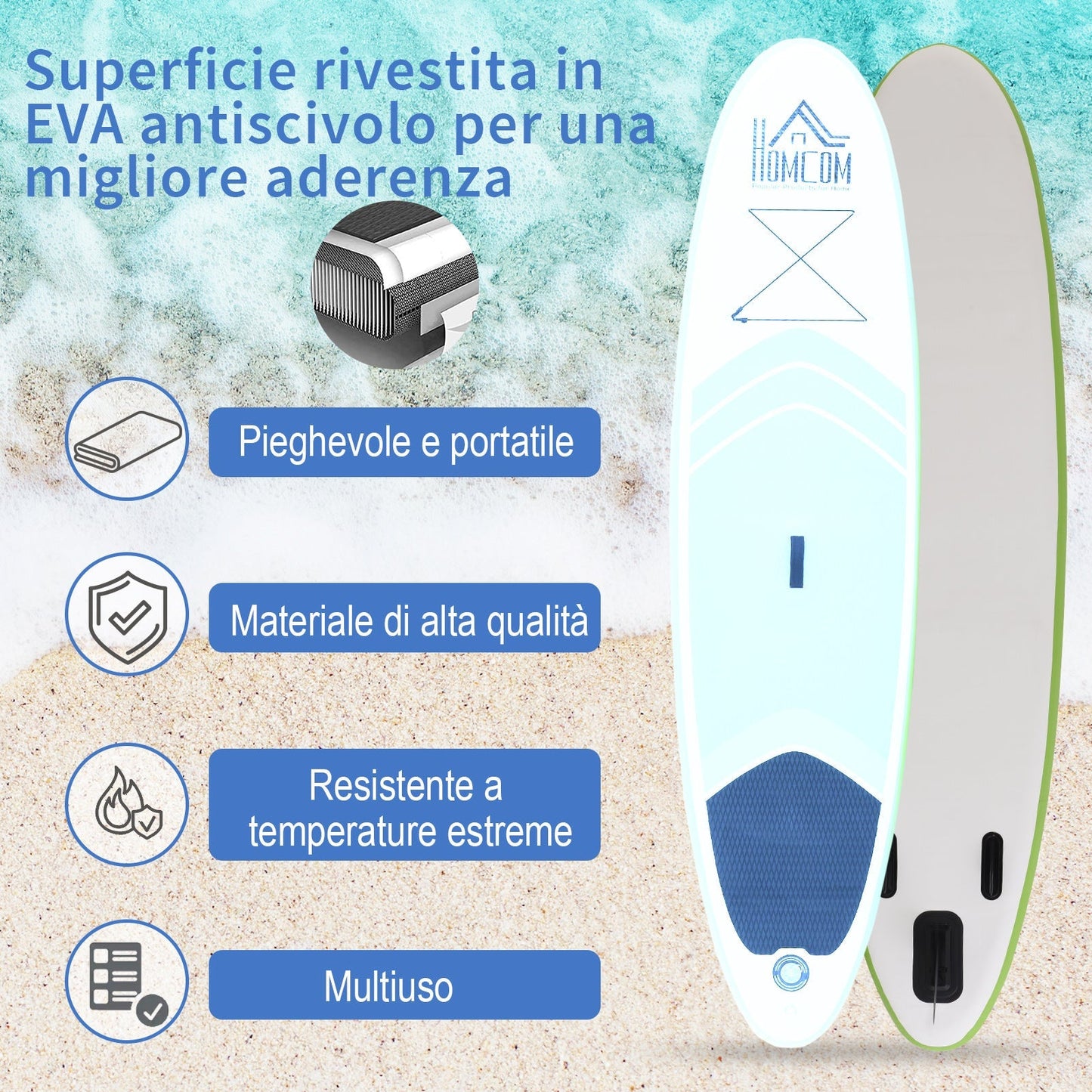 Green-White Inflatable Surfing Board - Borgè