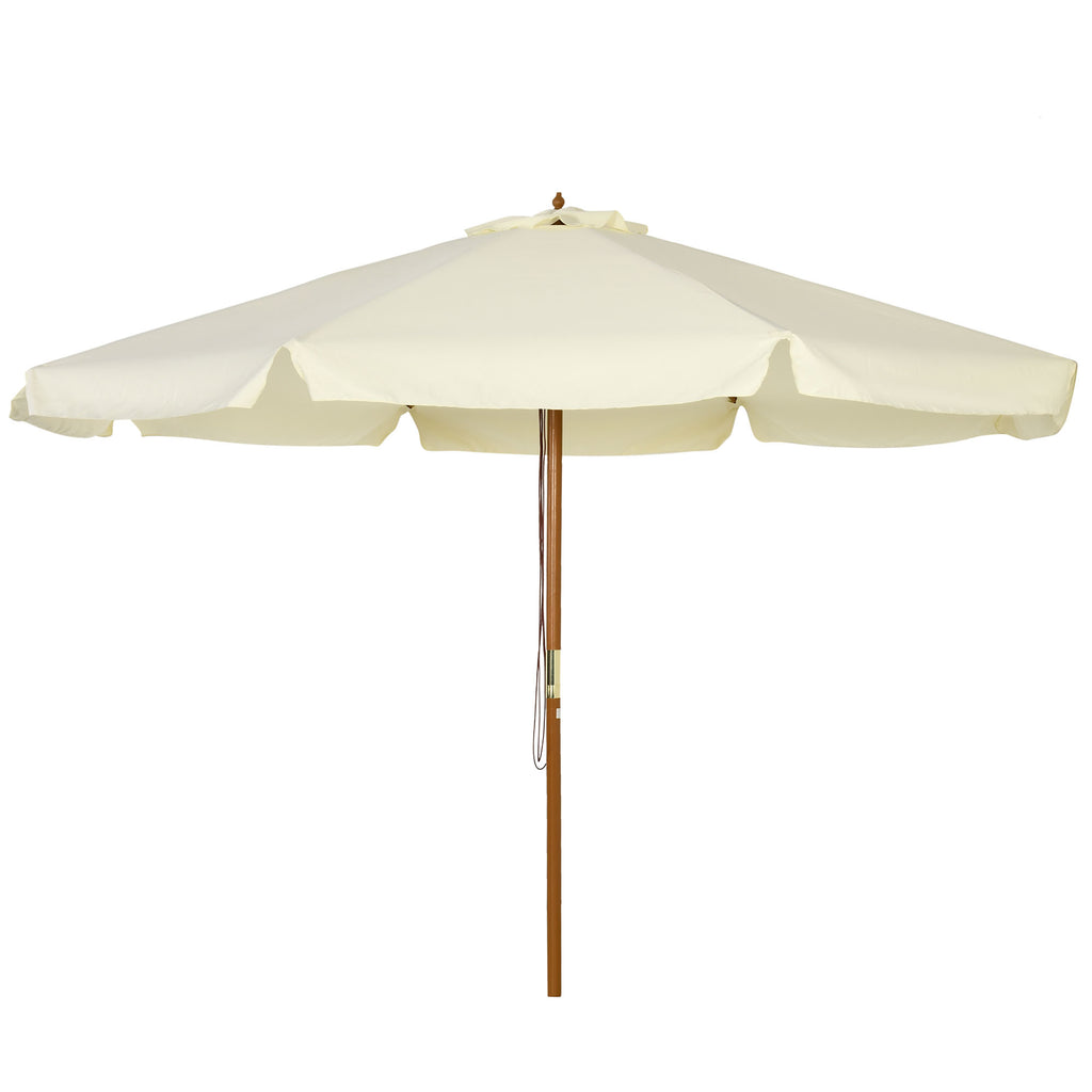 Outsunny garden umbrella with double roof, in bamboo wood and polyester, Ã˜325x250 cm, beige - Borgè