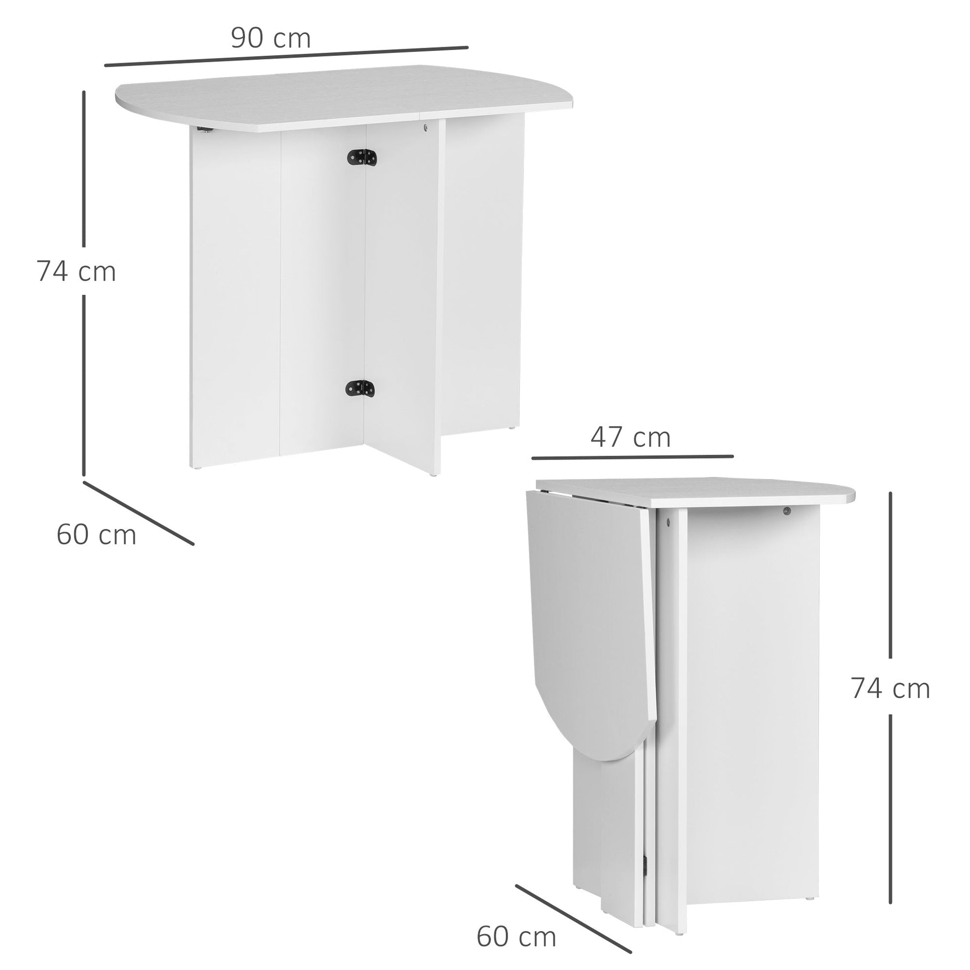 Foldable Dressing Table Wooden Space, 90x60x74cm, White - Borgè