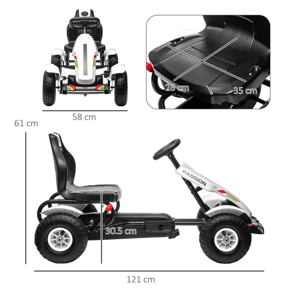 Homcom Go Kart with children for children 5-12 years in plastic and metal with adjustable seat and handbrake, 121x58x61 cm - Borgè