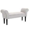 Ottoman Padded Bed Bench with Rolled Armrests, 102x35x51cm, Light Grey - Borgè