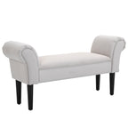 Ottoman Padded Bed Bench with Rolled Armrests, 102x35x51cm, Light Grey - Borgè