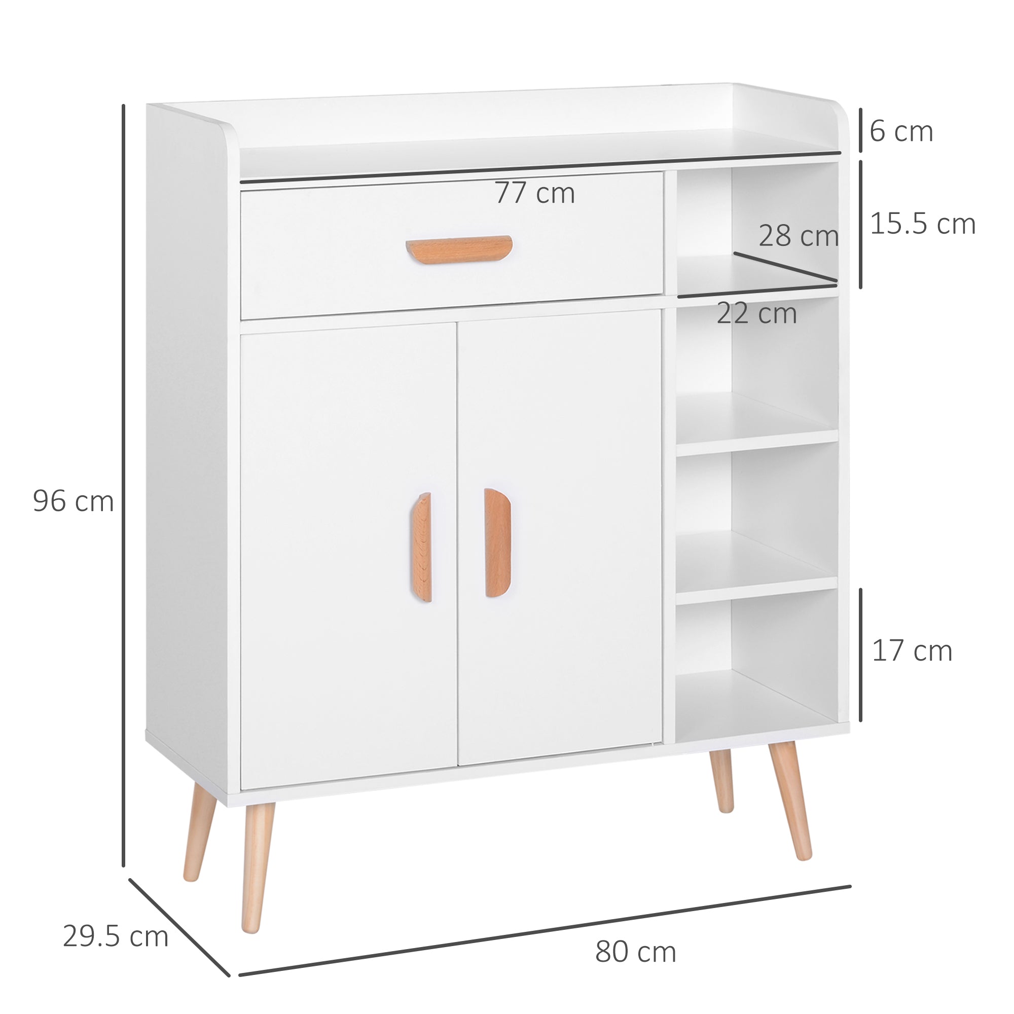 Cabinet with white pine pine feet 80 x 29.5 x 96cm - Borgè