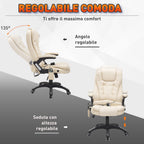 Massegoing office armchair with eco-leather heating, beige, 62x68x111-121cm - Borgè