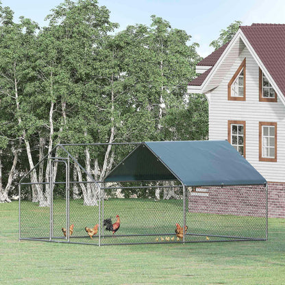 Pawhut Pollaio for Outdoor Chickens in Metal with Oxford fabric cover, 300x400x195 cm, silver - Borgè