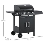 Black Gas Barbecue with 11.6kw Burners, Stove and Shelves - Borge' Group Limited