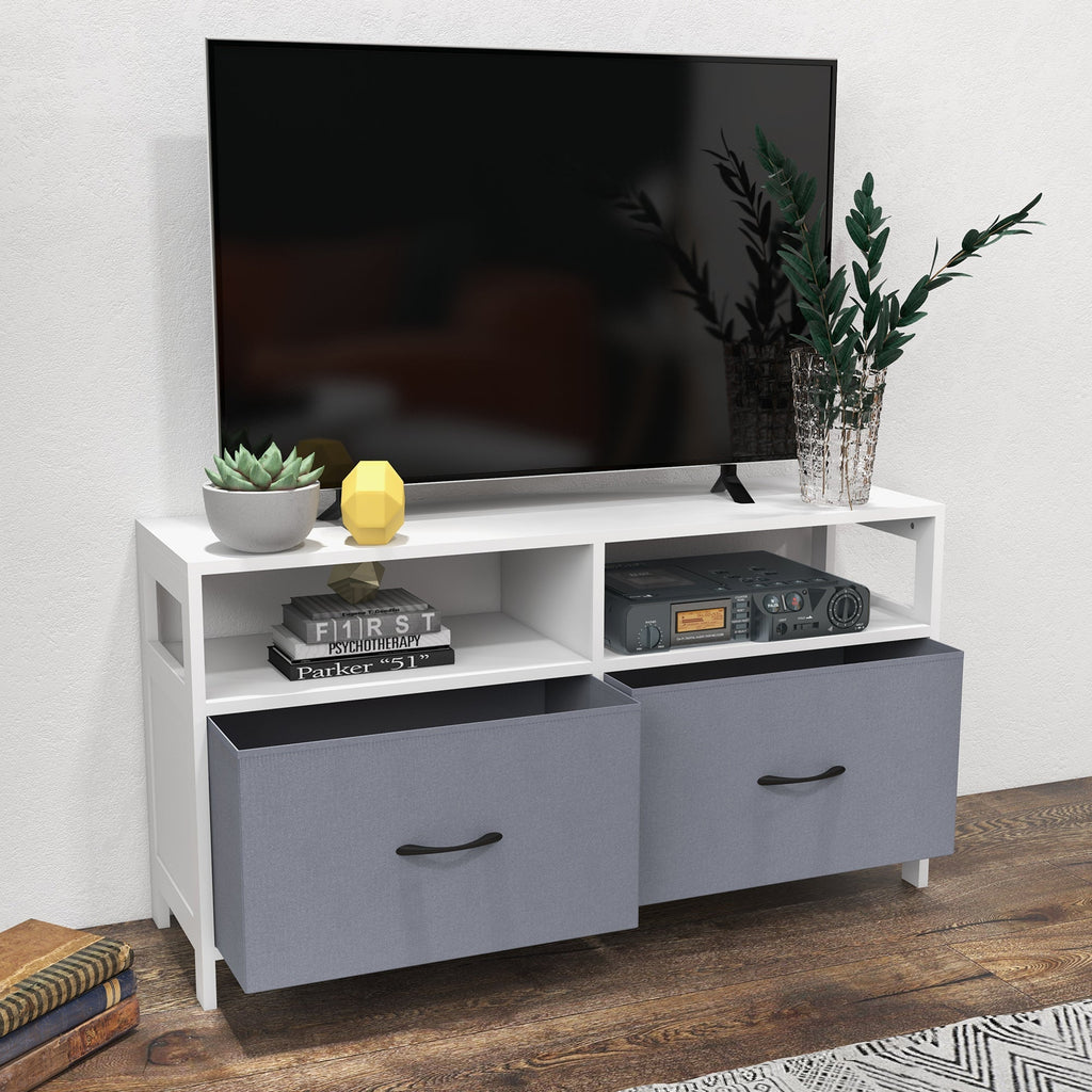 Homcom Mobile TV 45 "Max in MDF and non -woven fabric with 2 drawers and 2 shelves, 100x30x53 cm, white and gray - Borgè