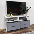 Homcom Mobile TV 45 "Max in MDF and non -woven fabric with 2 drawers and 2 shelves, 100x30x53 cm, white and gray - Borgè