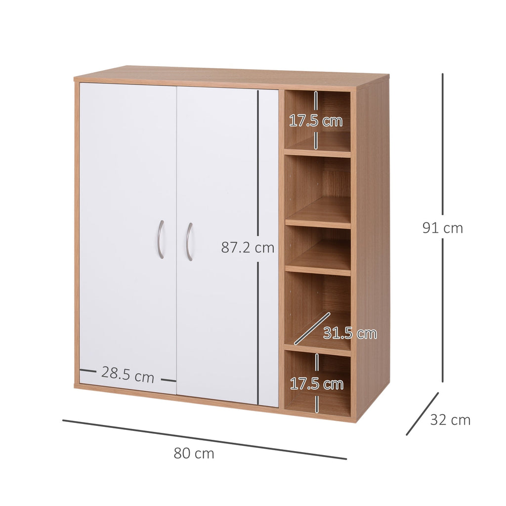 Multiuse cabinet with 2 adjustable shelves white and light wood adjustable shelves - Borgè