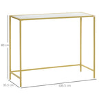 Mobile input console in steel and tempered glass, 100x35.5x80cm, white and gold - Borgè