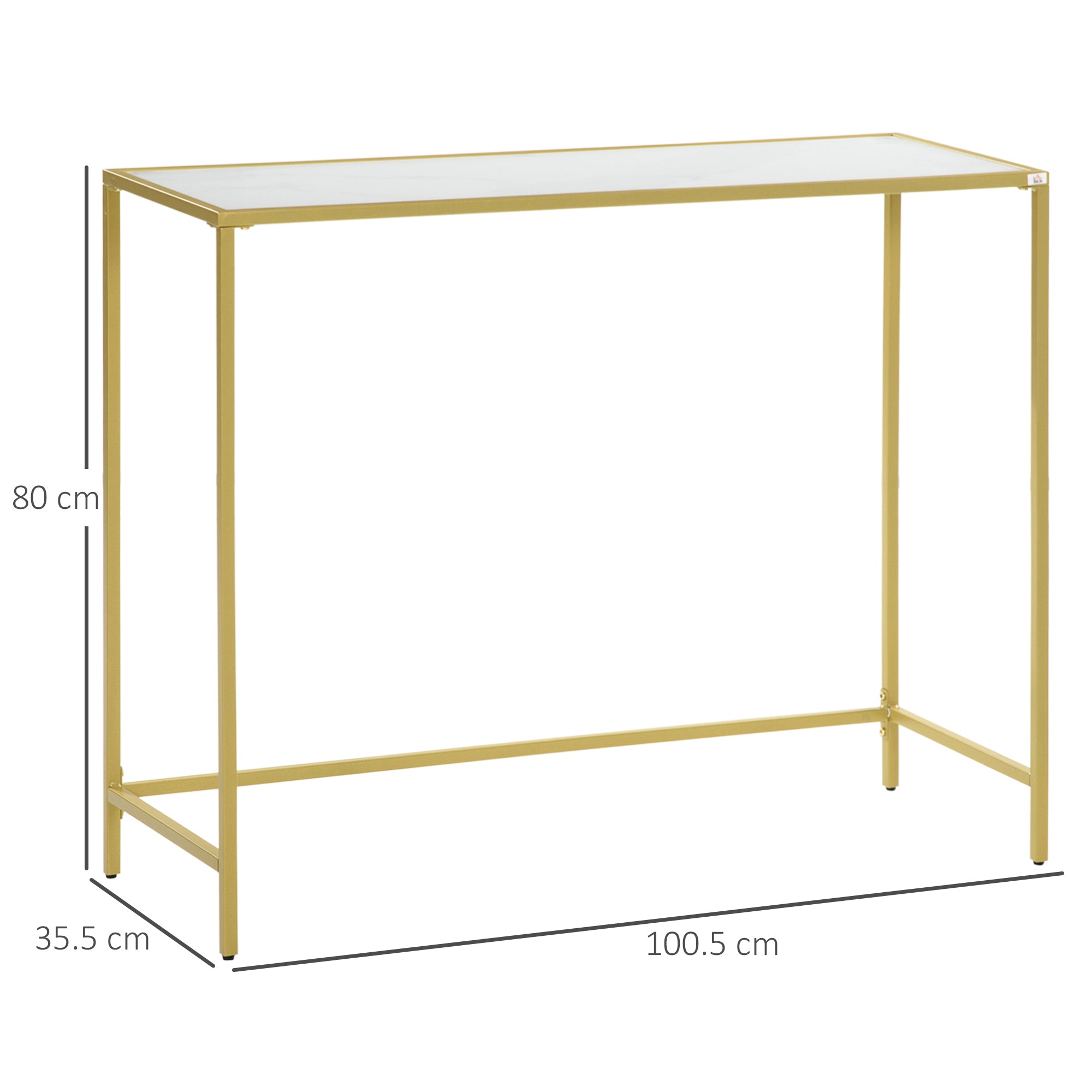 Mobile input console in steel and tempered glass, 100x35.5x80cm, white and gold - Borgè