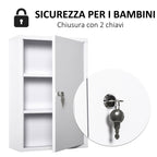 Kleankin 3 -level medicinal cabinet in steel with 2 keys and wall assembly, 40x18x60 cm, white - Borgè