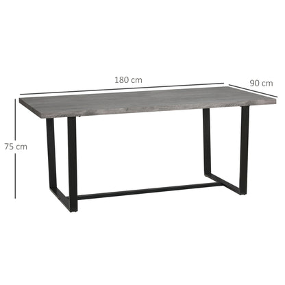 Industrial Chic: Rectangular Dining Table for 8, 180x90x75cm, Grey and Black - Borgè