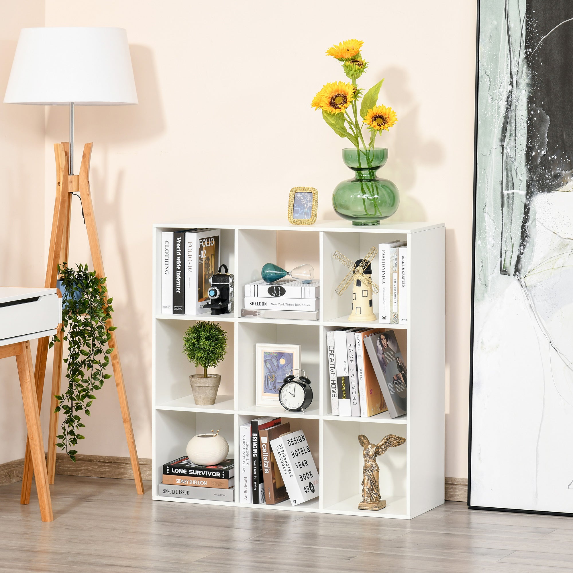 Homond bookcase 9 White Cube compartments 91.5x29.5x91.5cm - Borgè