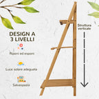 3 Tier Bamboo Outdoor Planter with Raised and Folding Design, 98x37x96.5 cm, Wood Color - Borge' Group Limited