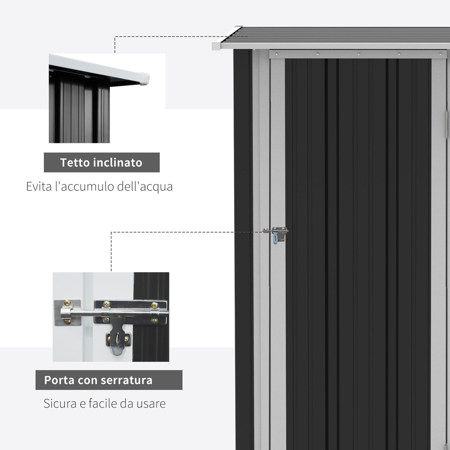 Outsunny Garden house Storage | hut in waterproof steel 142x84x189cm - Borgè