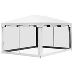Outsunny Garden Gazebo 4x3 m folding with mosquito net and 2 inputs, in metal and PE, black and white - Borgè