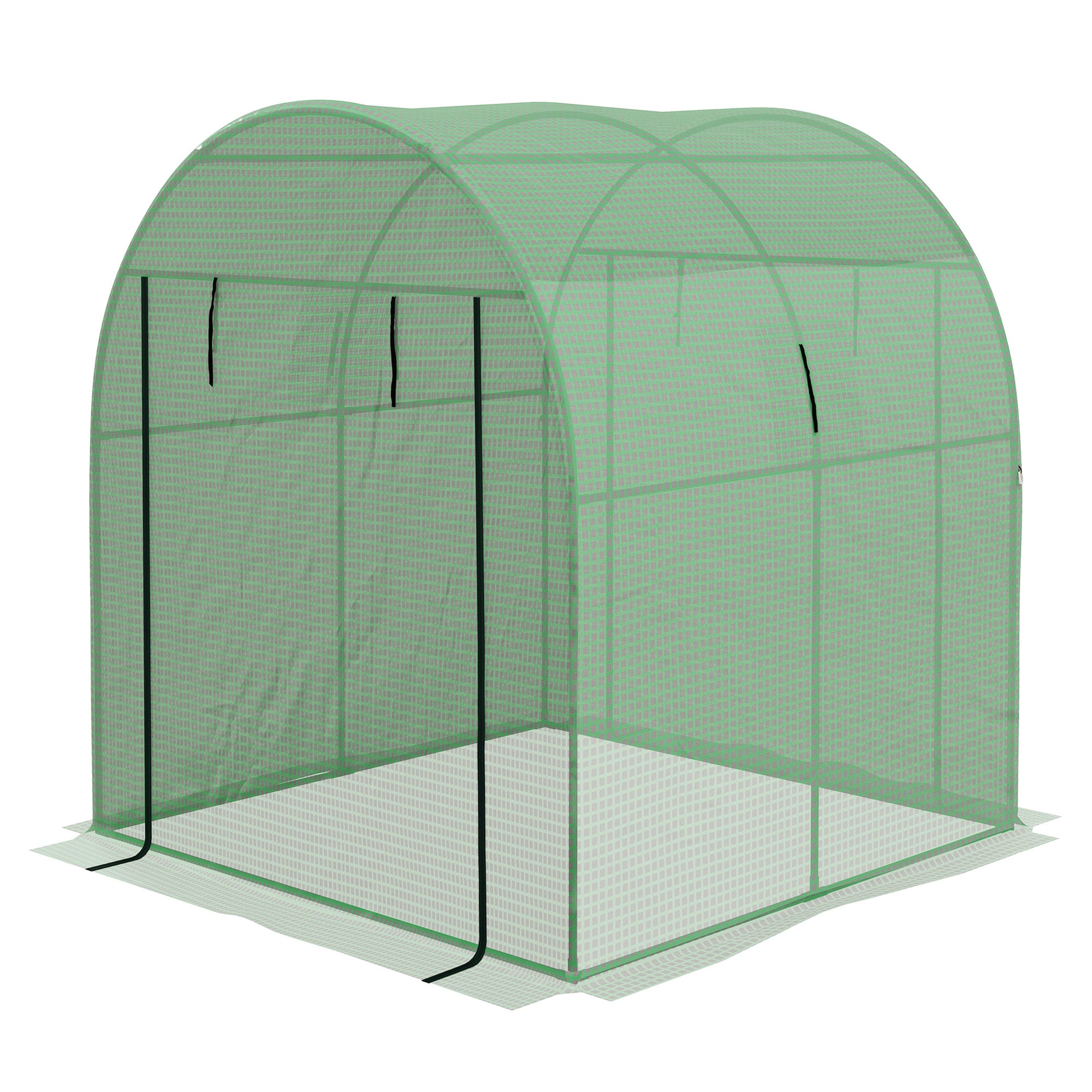 Outsunny tunnel greenhouse for vegetable garden 1.8x1.8x2m in steel and anti UV with roller shown doors and windows, green - Borgè