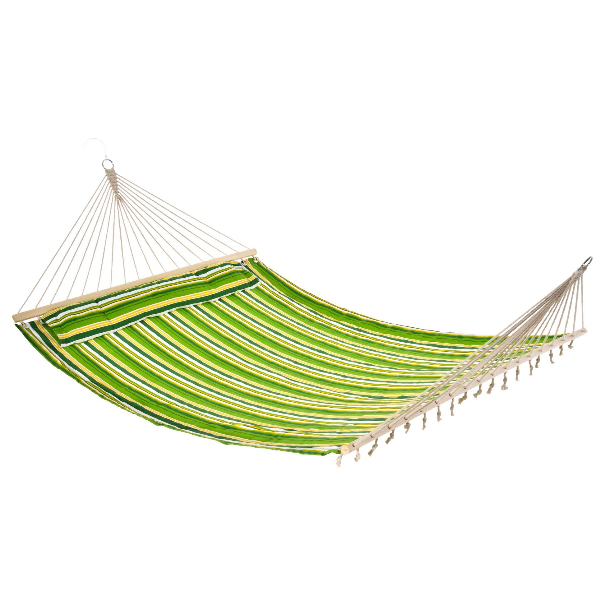 Outsunny Hammock Double Garden Amack for 2 people, core suspended cotton camping and polyester with pillow 188x140cm - Borgè